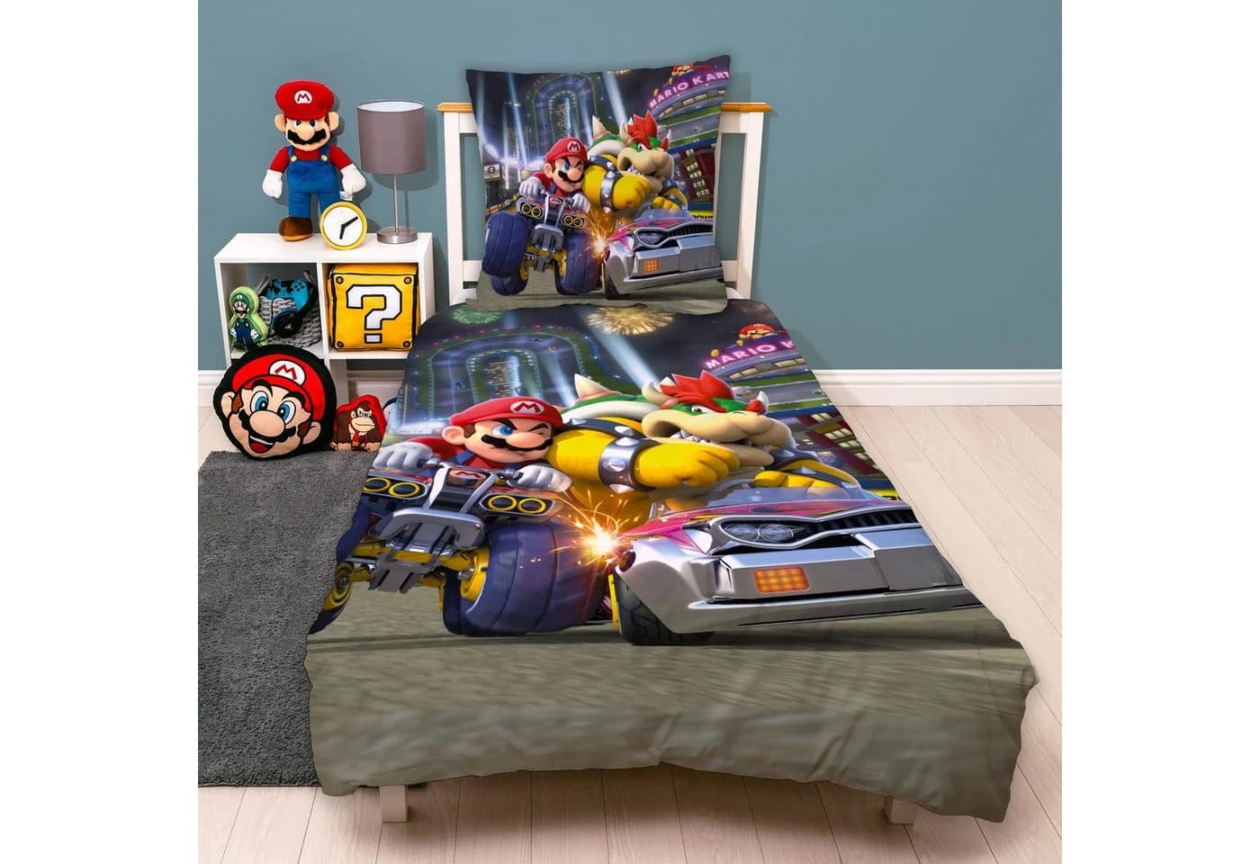 Familando Kinderbettwäsche Super Mario Kart Bump 100% Baumwolle