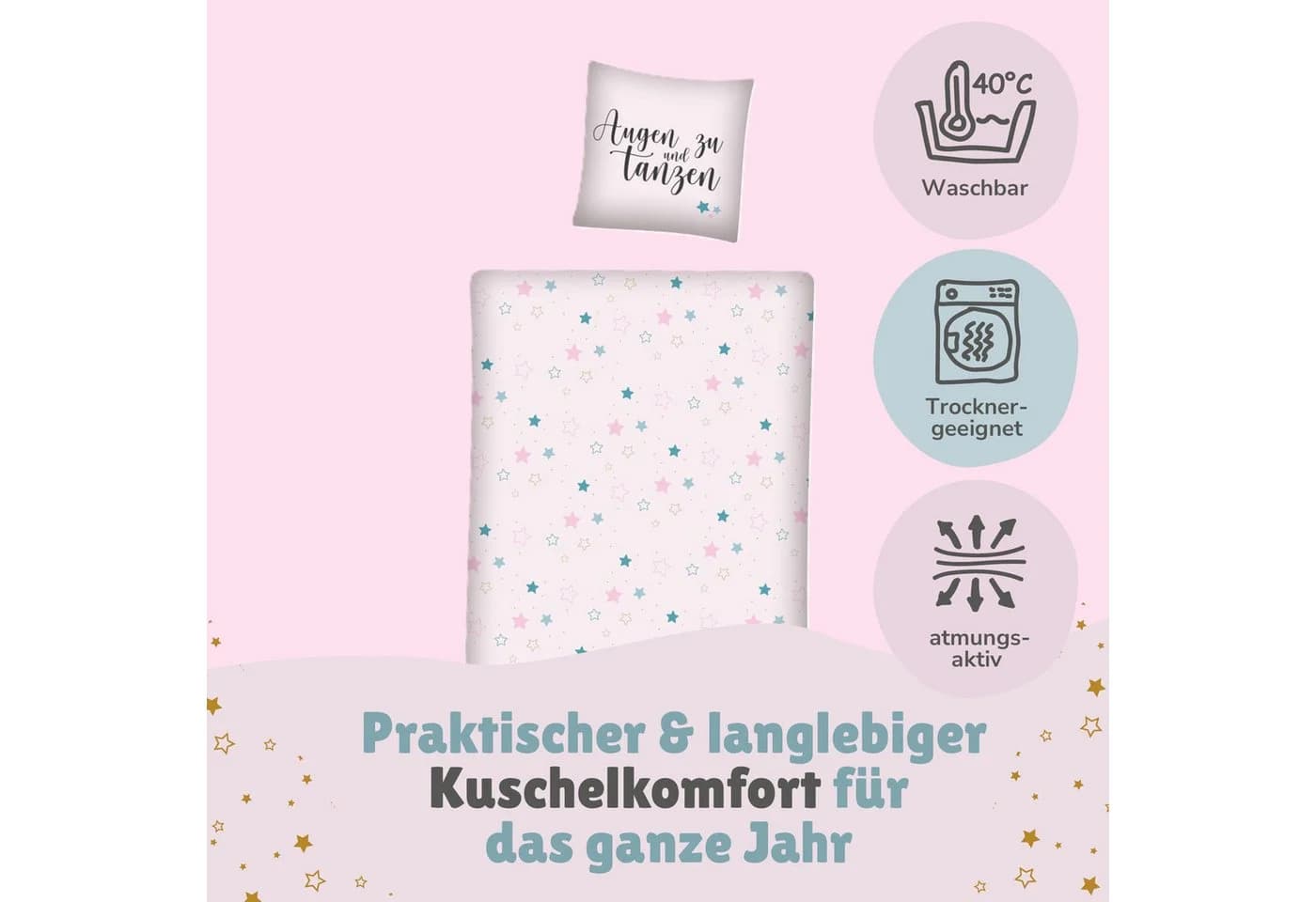 Familando Jugendbettwäsche Sweet Dreams Rosa Renforcé 2-teilig - Bild 4