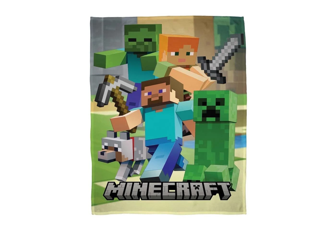Familando Kinderdecke Minecraft XL 160x200 cm Fleece Bunt - Bild 2