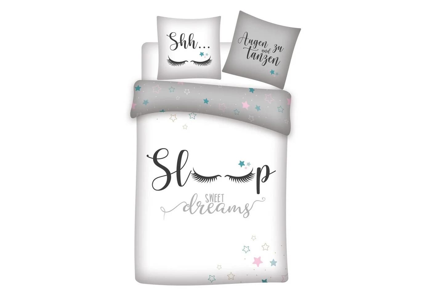 Familando Jugendbettwäsche Sleep Sweet Dreams Grau Renforcé 2-teilig - Bild 2