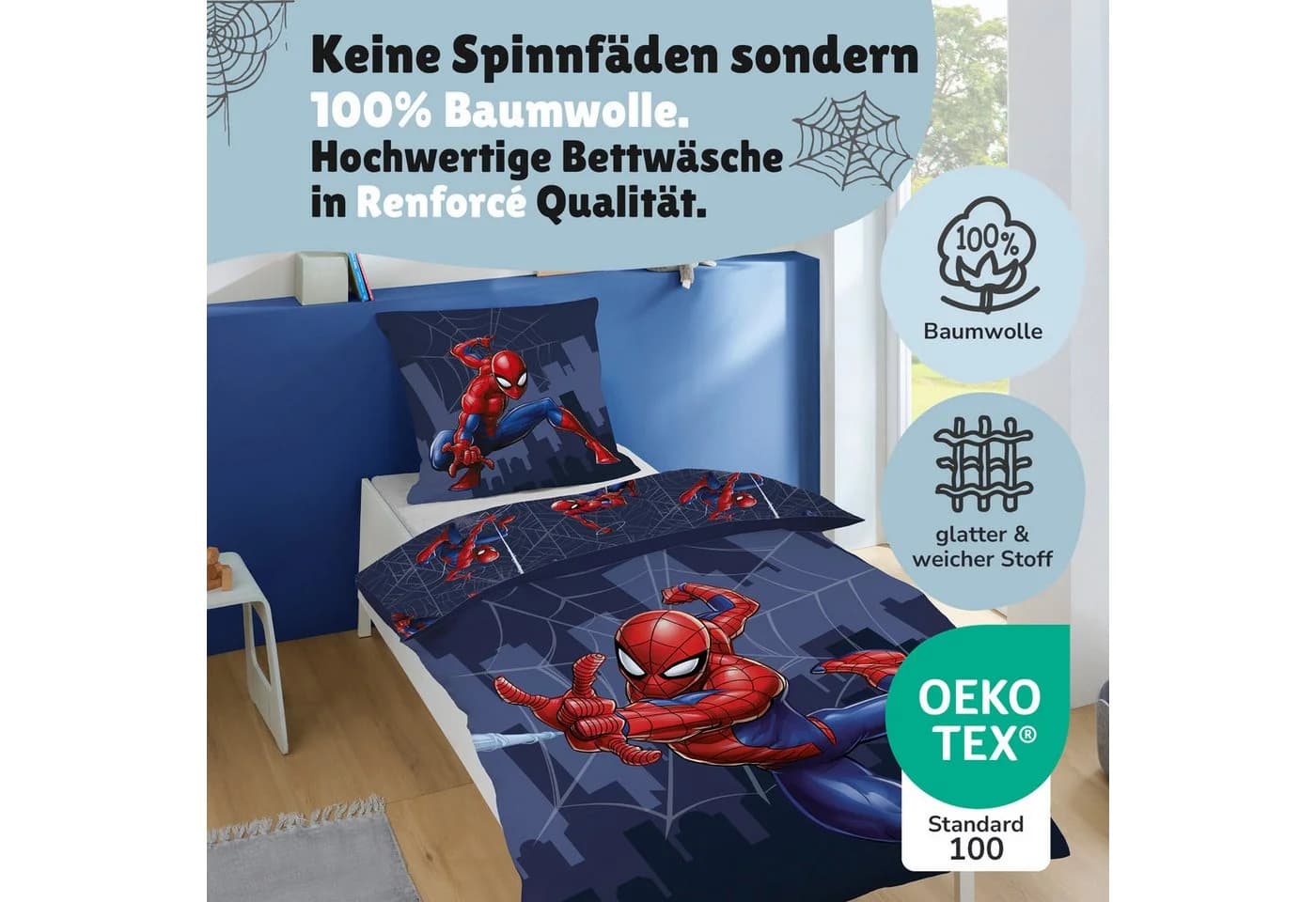 Familando Kinderbettwäsche Spiderman 100% Baumwolle Renforcé Wendemotiv - Bild 5