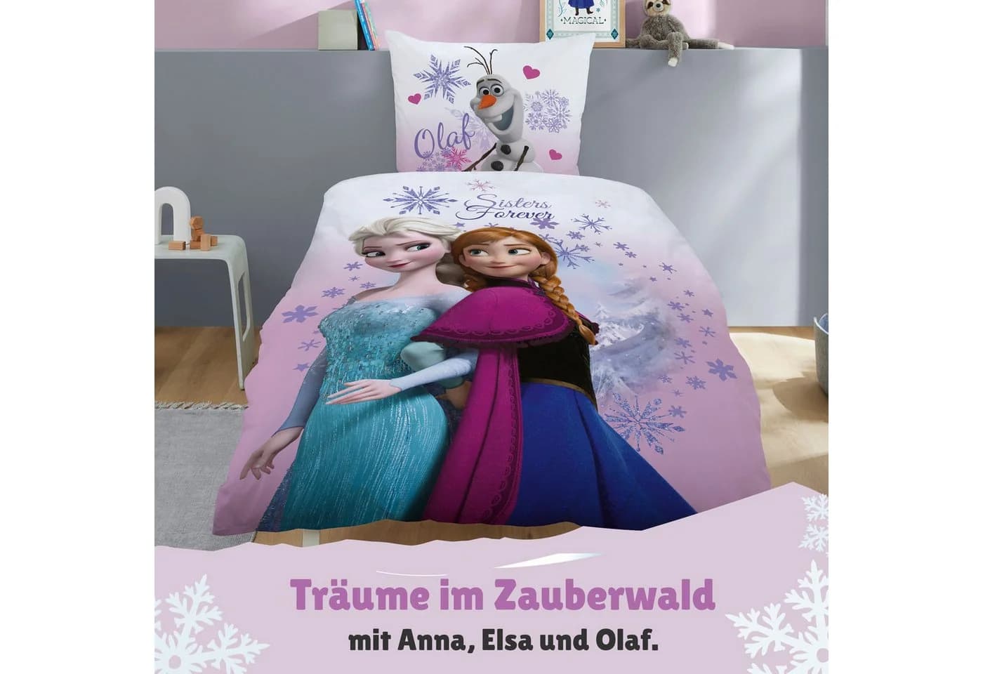 Familando Kinderbettwäsche Frozen Rosa Weiß 2-teilig - Bild 3