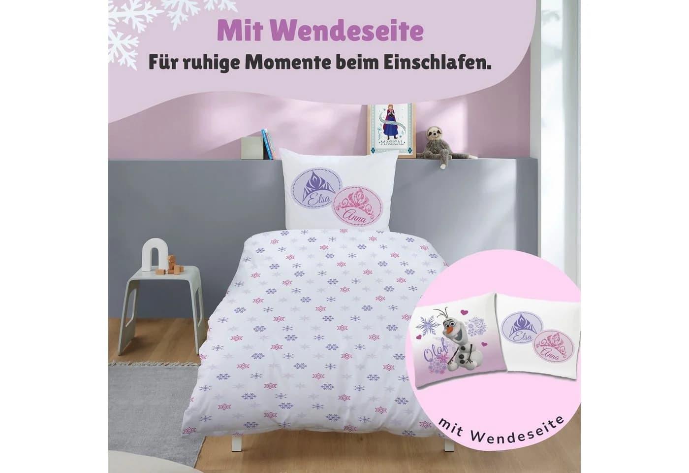 Familando Kinderbettwäsche Frozen Rosa Weiß 2-teilig - Bild 4