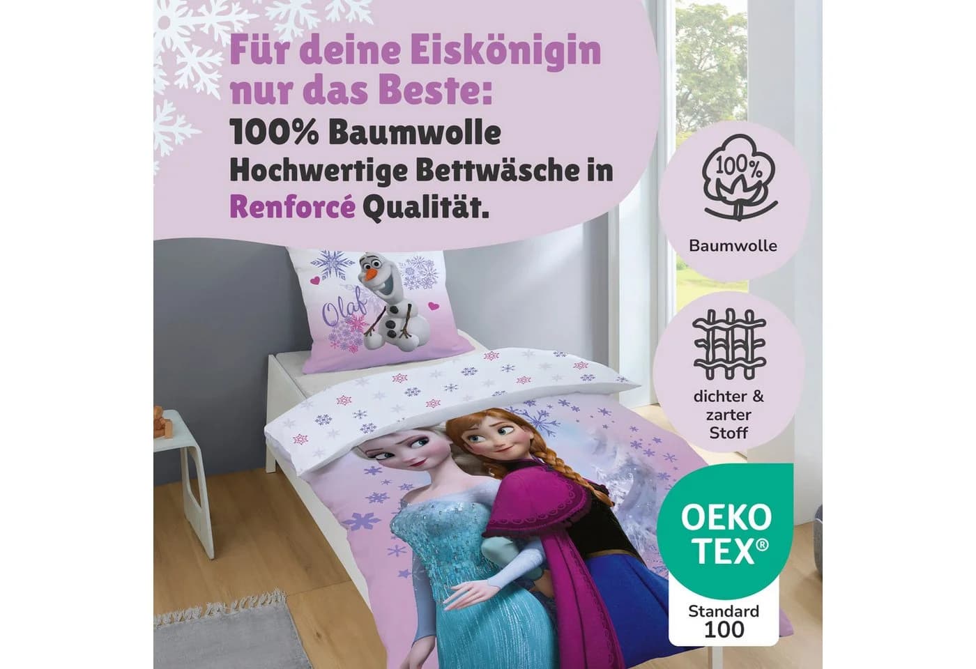 Familando Kinderbettwäsche Frozen Rosa Weiß 2-teilig - Bild 5
