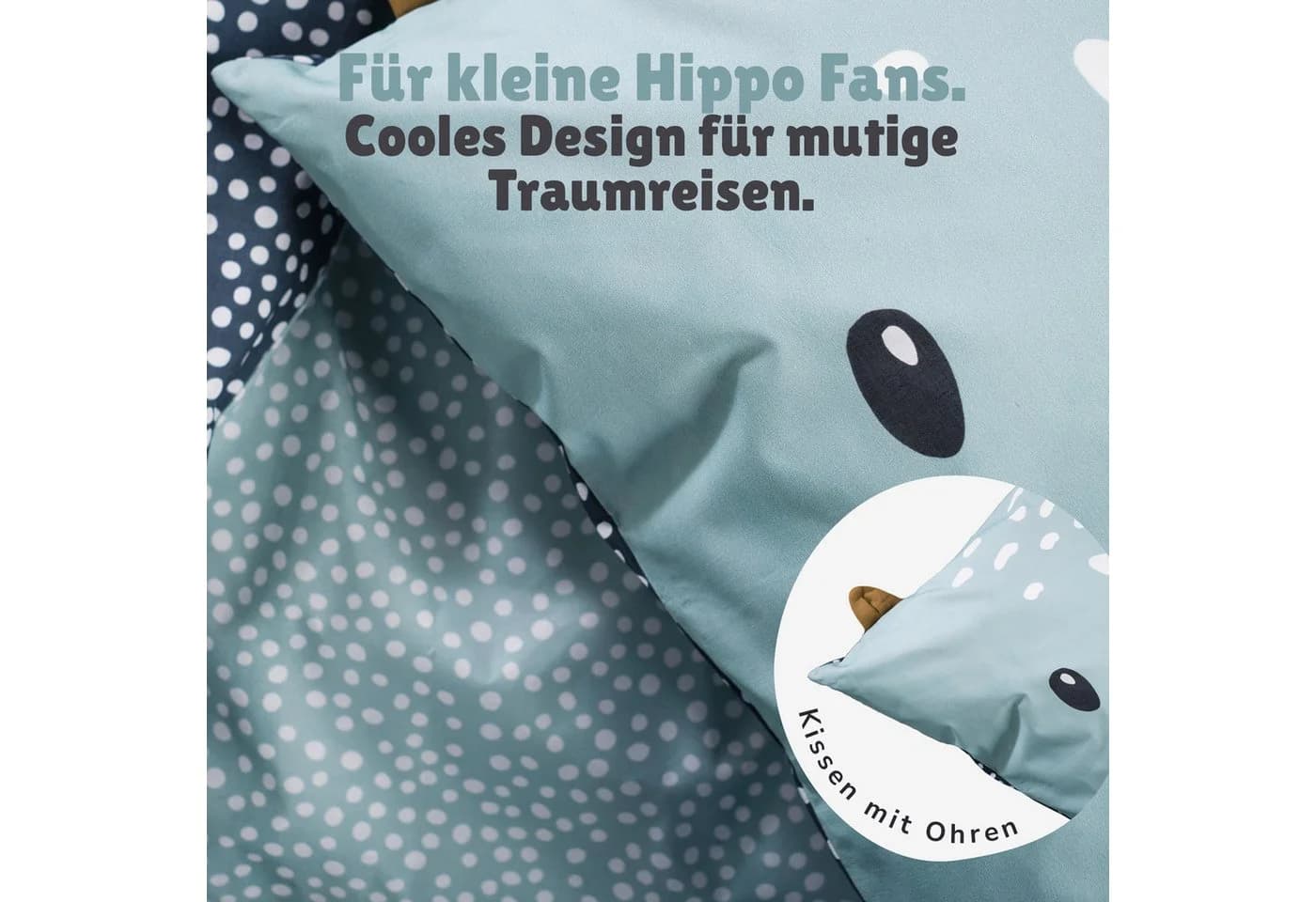 Familando Kinderbettwäsche Hippo mit Ohren 100% Baumwolle - Bild 4