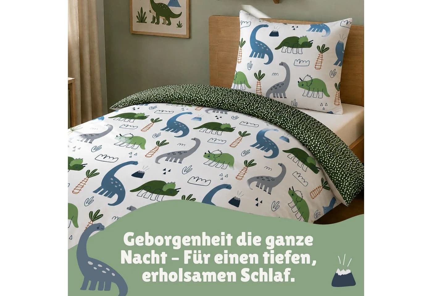 Familando Kinderbettwäsche "Happy Dinos" Dinosaurier Grün - Bild 3