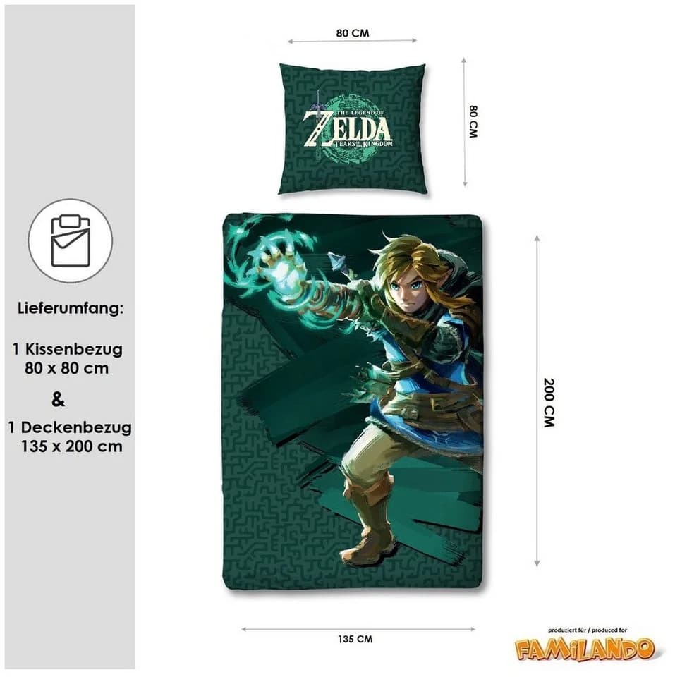 Familando Zelda Bettwäsche Dunkelgrün Tears of the Kingdom - Bild 3