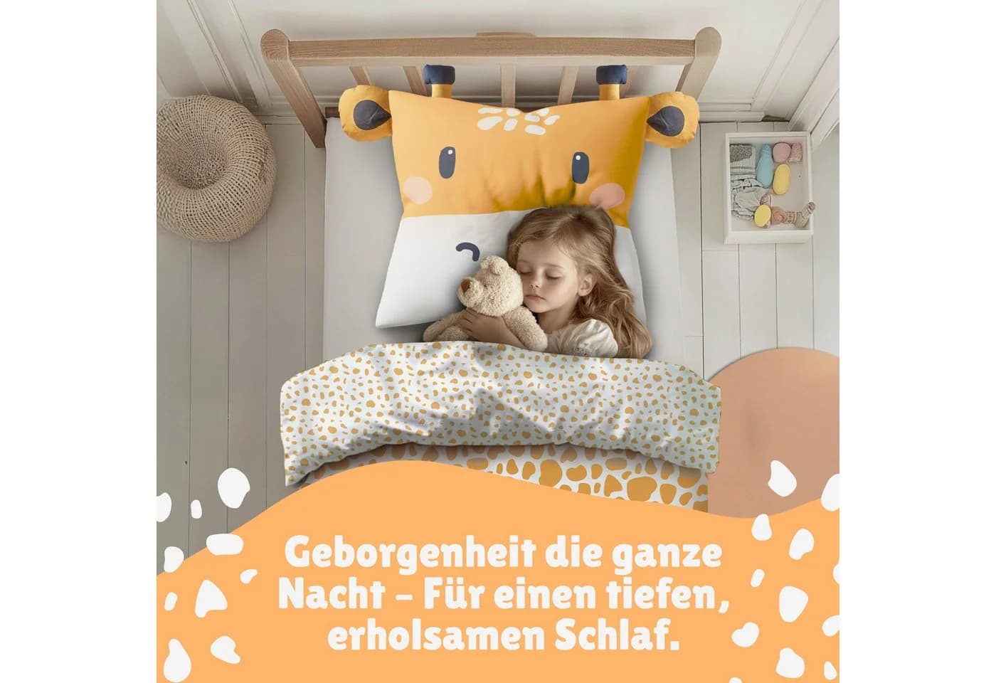 Familando Kinderbettwäsche Gelbe Giraffe mit Ohren und Hörnern - Bild 3