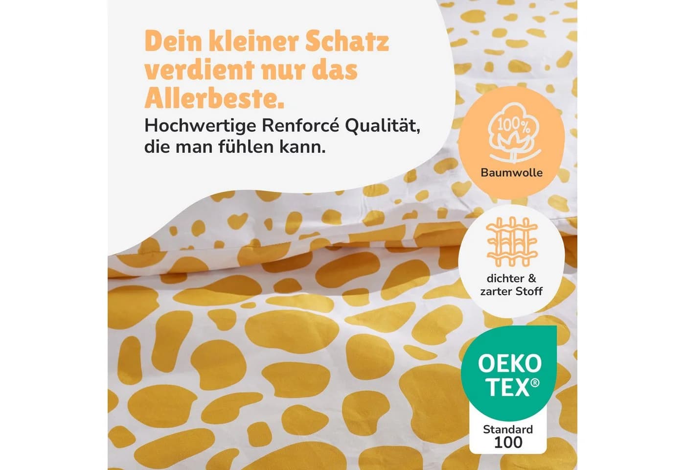 Familando Kinderbettwäsche Gelbe Giraffe mit Ohren und Hörnern - Bild 5