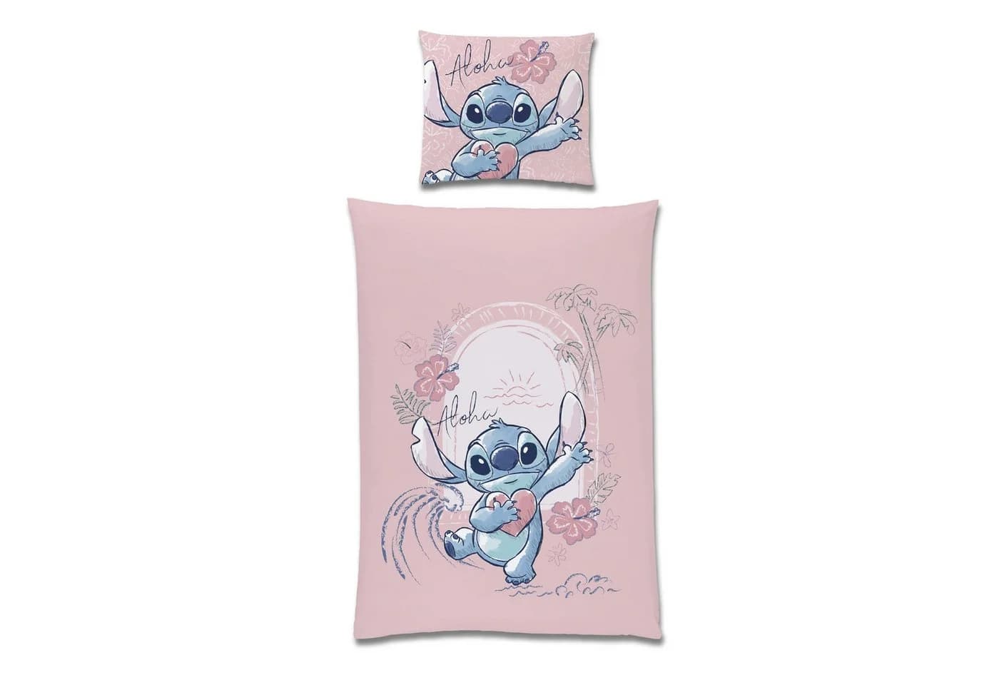 Familando Kinderbettwäsche Lilo & Stitch "Aloha" Rosa 100% Baumwolle - Bild 2