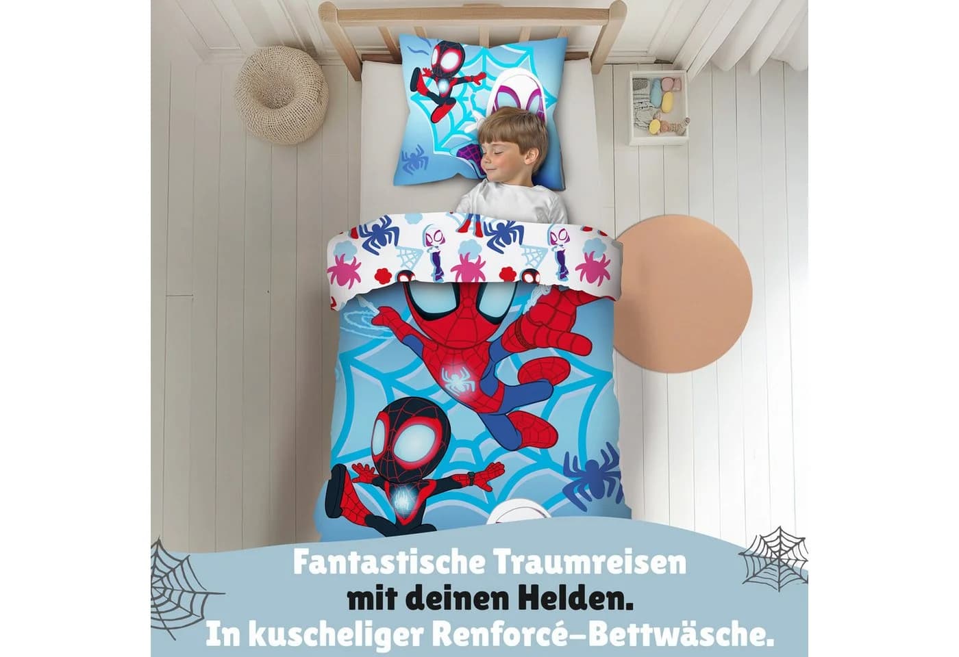 Familando Spidey Kinderbettwäsche 135x200 cm 100% Baumwolle