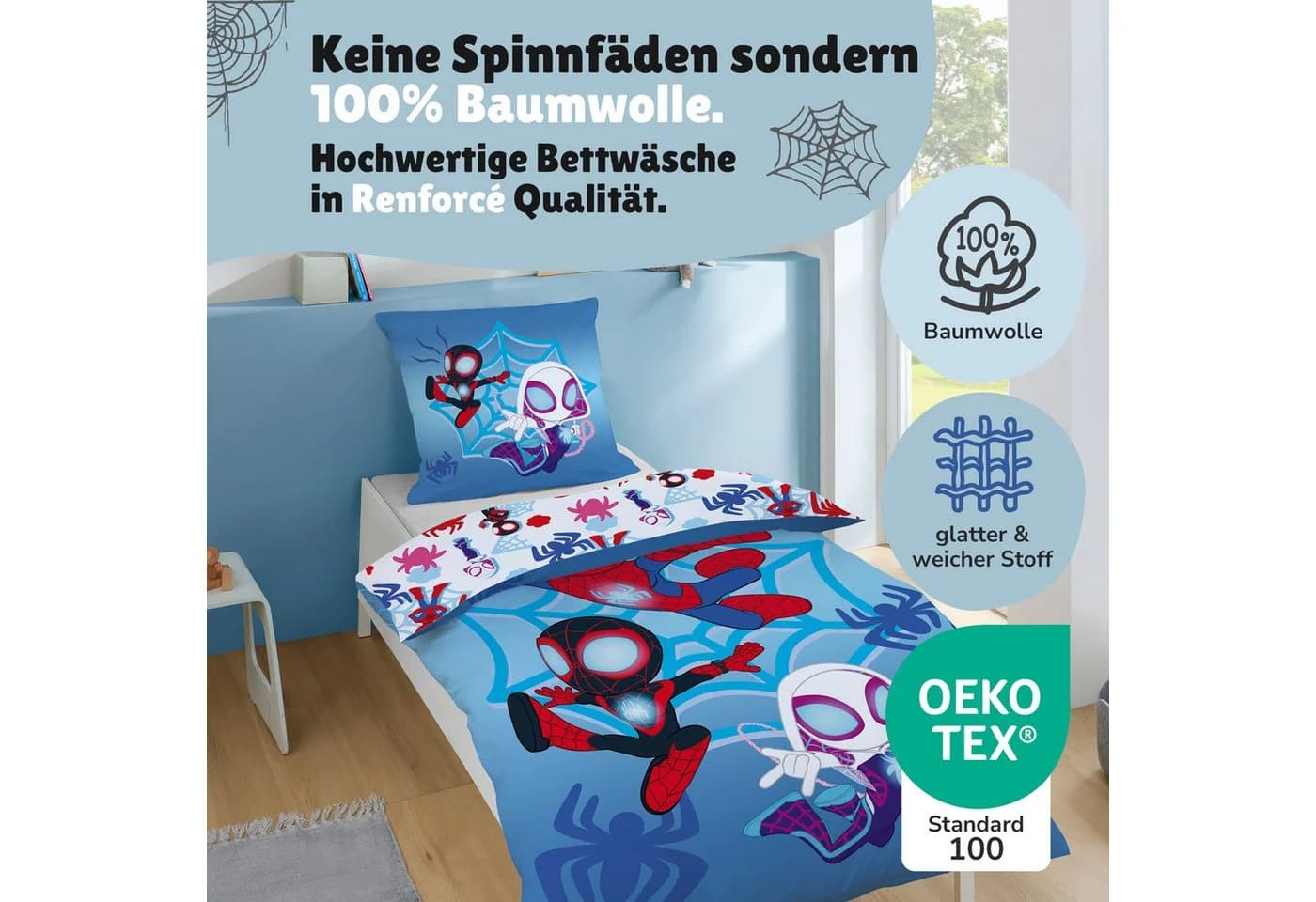 Familando Spidey Kinderbettwäsche 135x200 cm 100% Baumwolle - Bild 5
