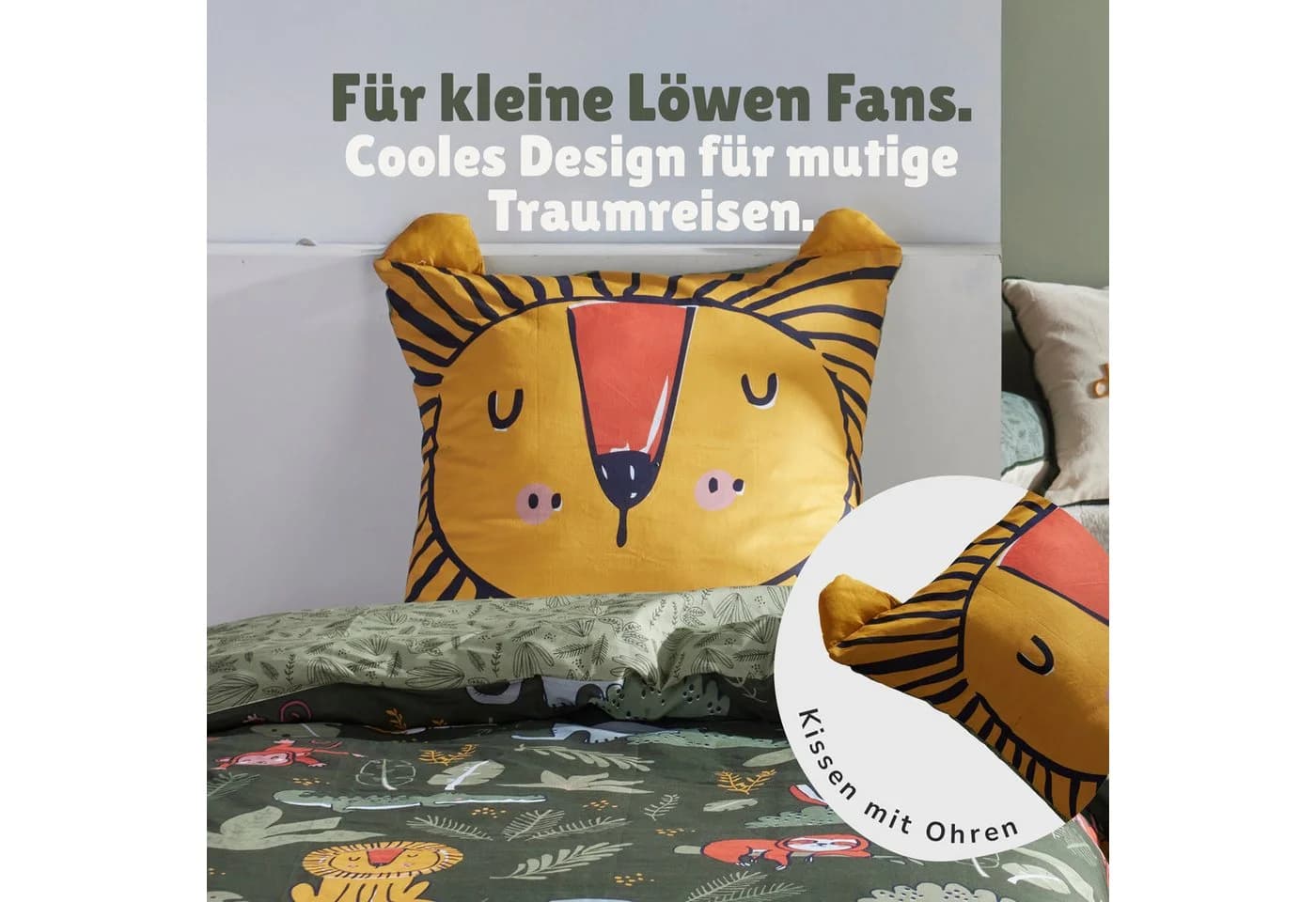 Familando Kinderbettwäsche Löwe Dschungel 100% Baumwolle Wendeseite - Bild 4