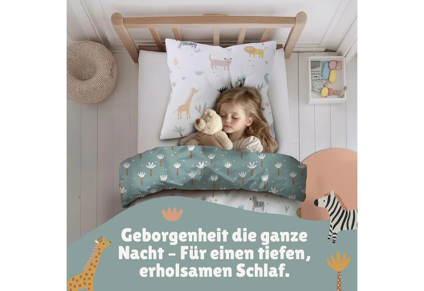 Familando Kinderbettwäsche Safari Tiere Renforcé 2-teilig