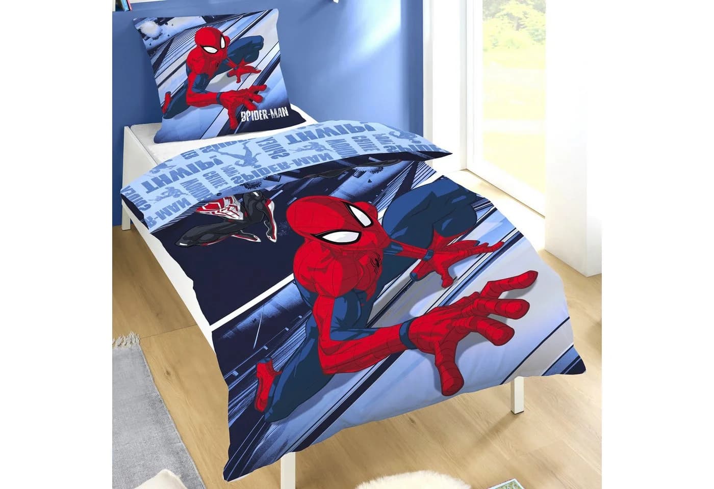 Familando Kinderbettwäsche Spiderman Wendemotiv Fleece
