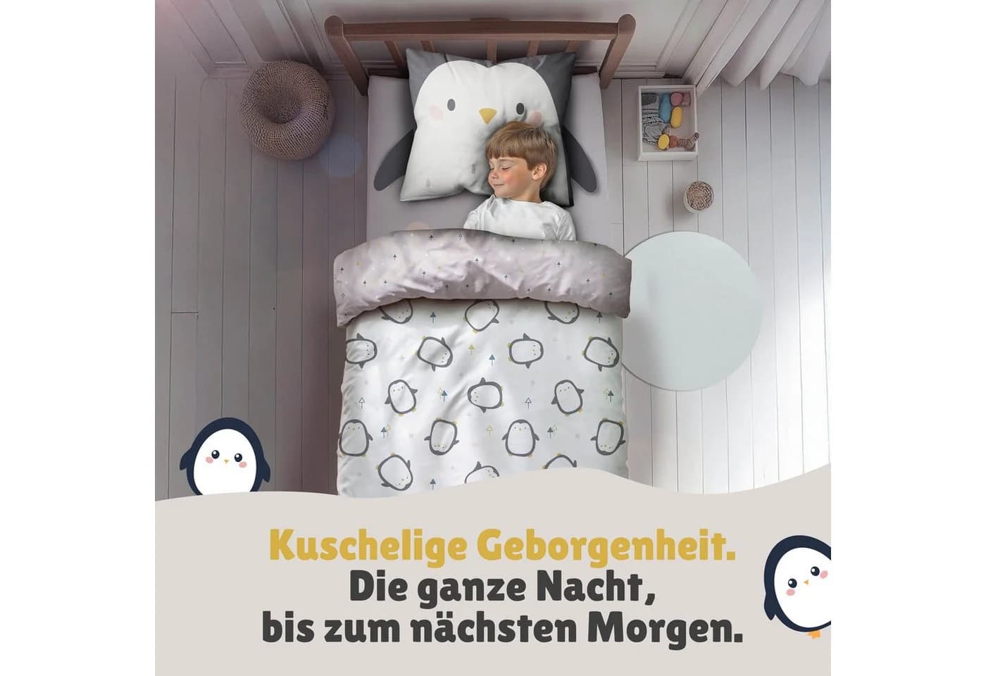 Familando Kinderbettwäsche Pinguin Set 100% Baumwolle mit Flügeln - Bild 3
