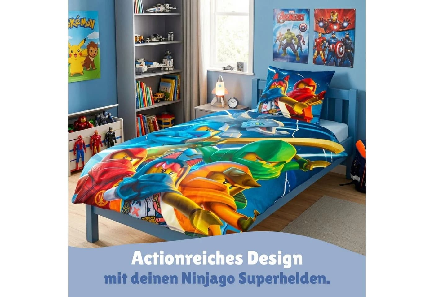Familando Kinderbettwäsche Lego Ninjago Blau Wendebettwäsche - Bild 4
