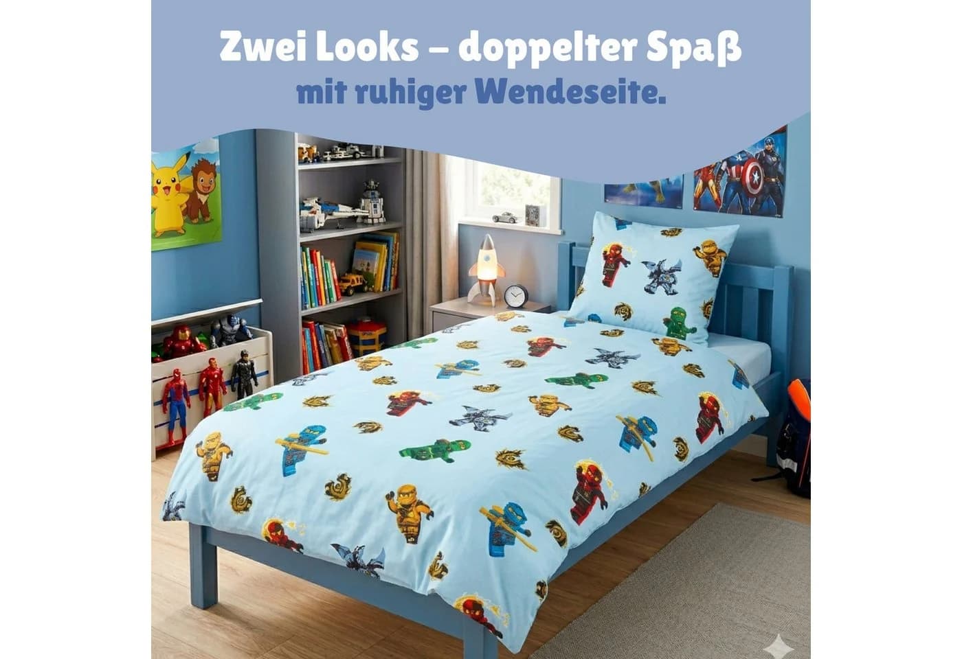 Familando Kinderbettwäsche Lego Ninjago Blau Wendebettwäsche - Bild 5