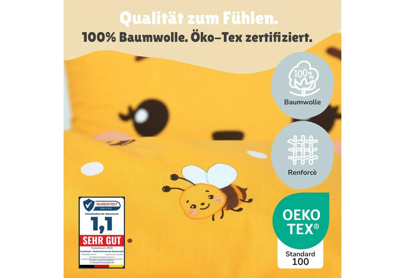 Familando Babybettwäsche 2-tlg. Renforcé Biene Motiv - Bild 4