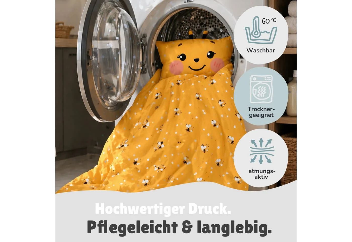 Familando Babybettwäsche 2-tlg. Renforcé Biene Motiv - Bild 5