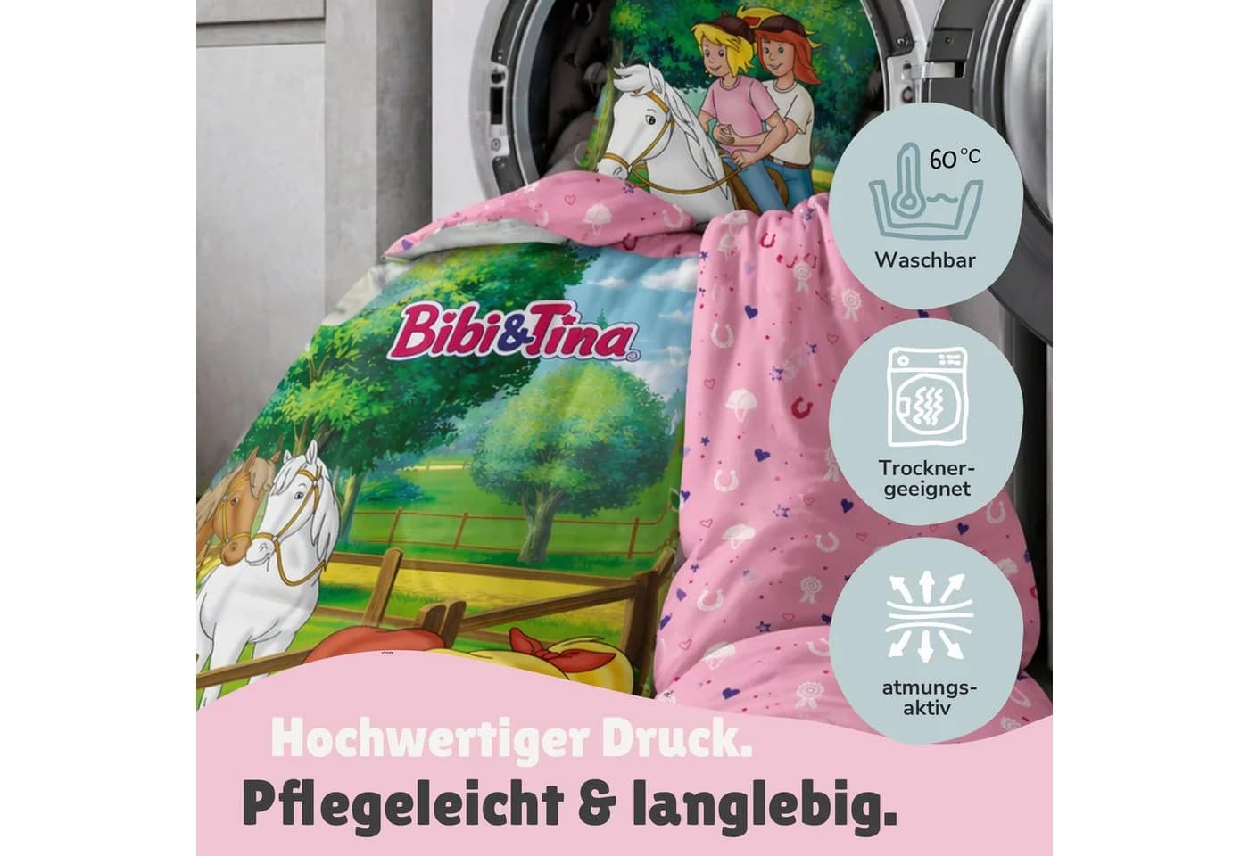 Familando Kinderbettwäsche Bibi und Tina Rosa Renforcé - Bild 4