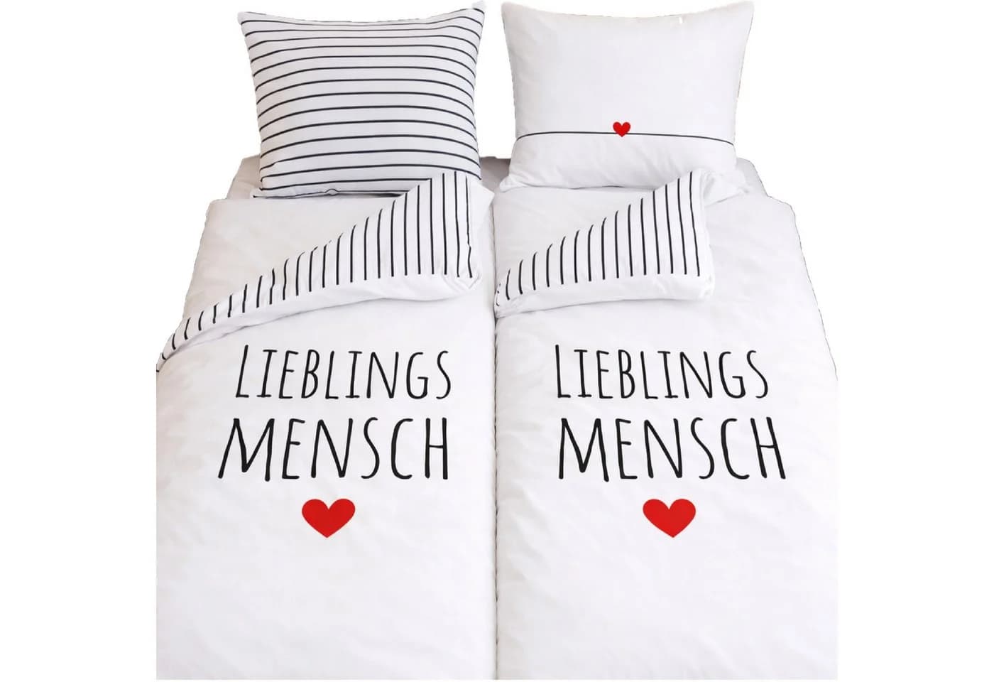 Familando Partnerbettwäsche 4-teilig 135x200 cm Baumwolle Lieblingsmensch - Bild 2
