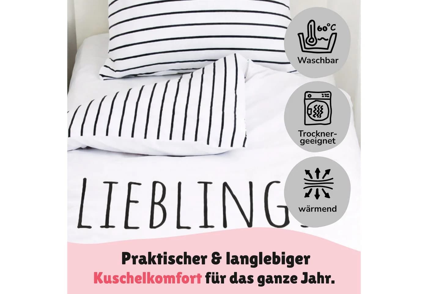 Familando Partnerbettwäsche 4-teilig 135x200 cm Baumwolle Lieblingsmensch - Bild 4