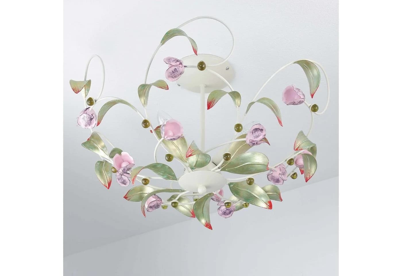 Licht-Erlebnisse Deckenleuchte ROSE Weiß/Rosa Metall Glas Floral - Bild 3
