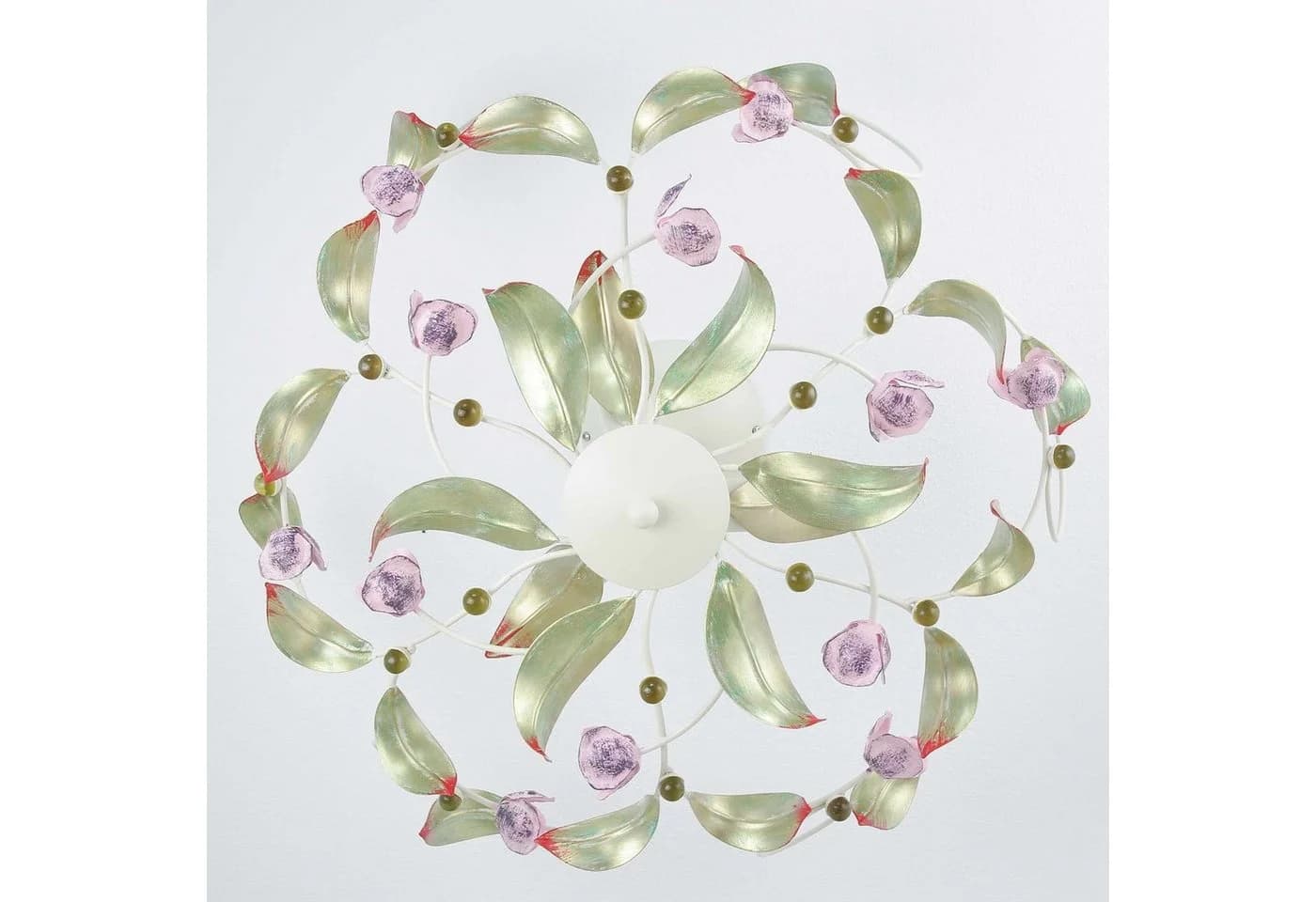Licht-Erlebnisse Deckenleuchte ROSE Weiß/Rosa Metall Glas Floral - Bild 4