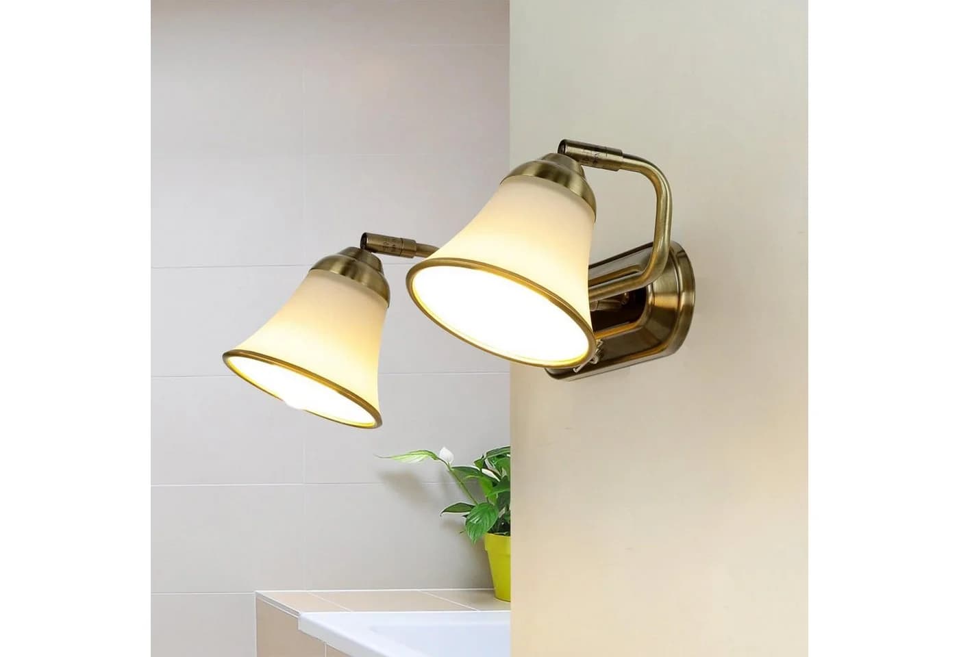 Licht-Erlebnisse Wandleuchte GRANDO Jugendstil Bronze Weiß schwenkbar