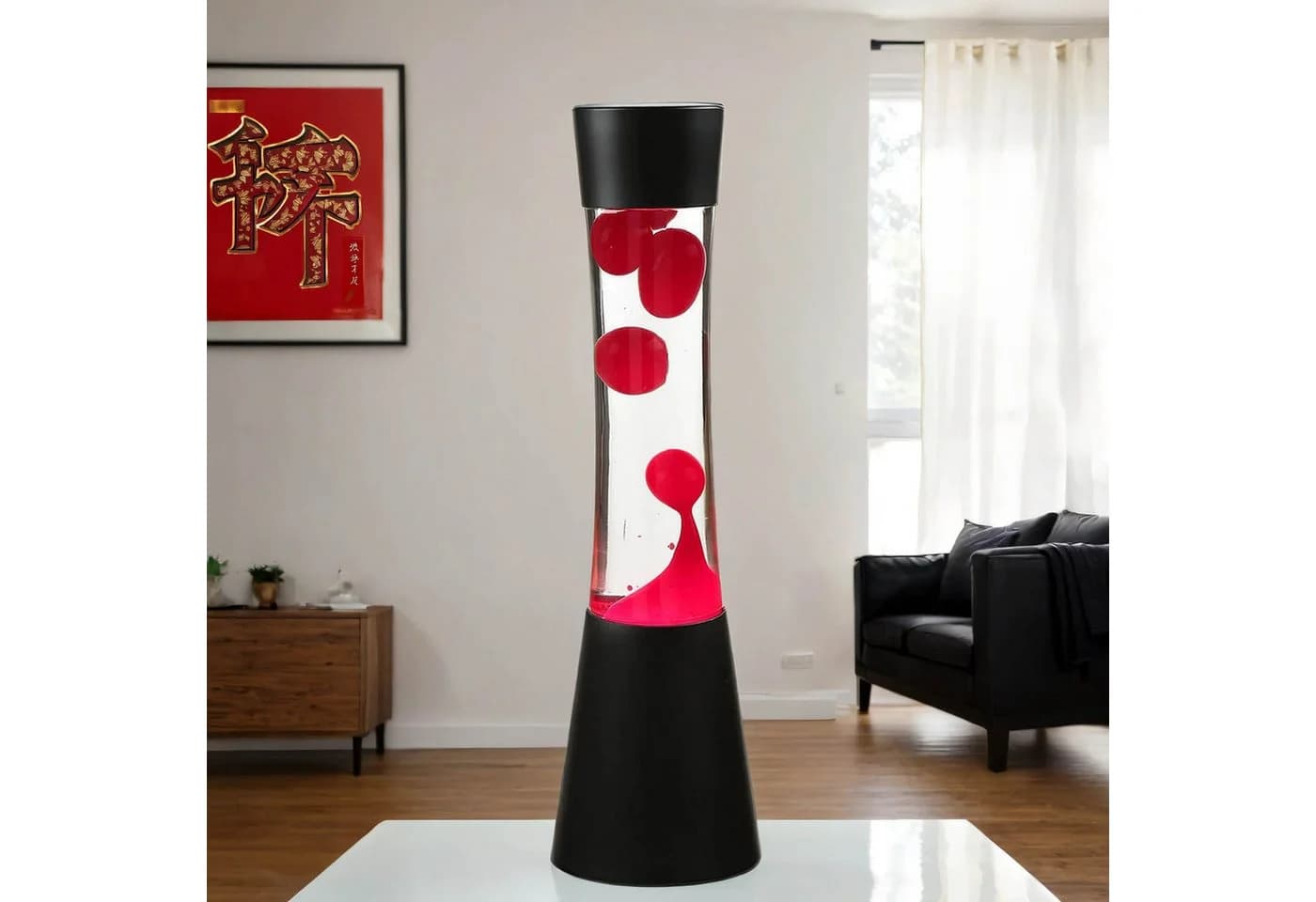 Licht-Erlebnisse Lavalampe RINGO Warmweiß Tischlampe Rot Retro Schlafzimmer
