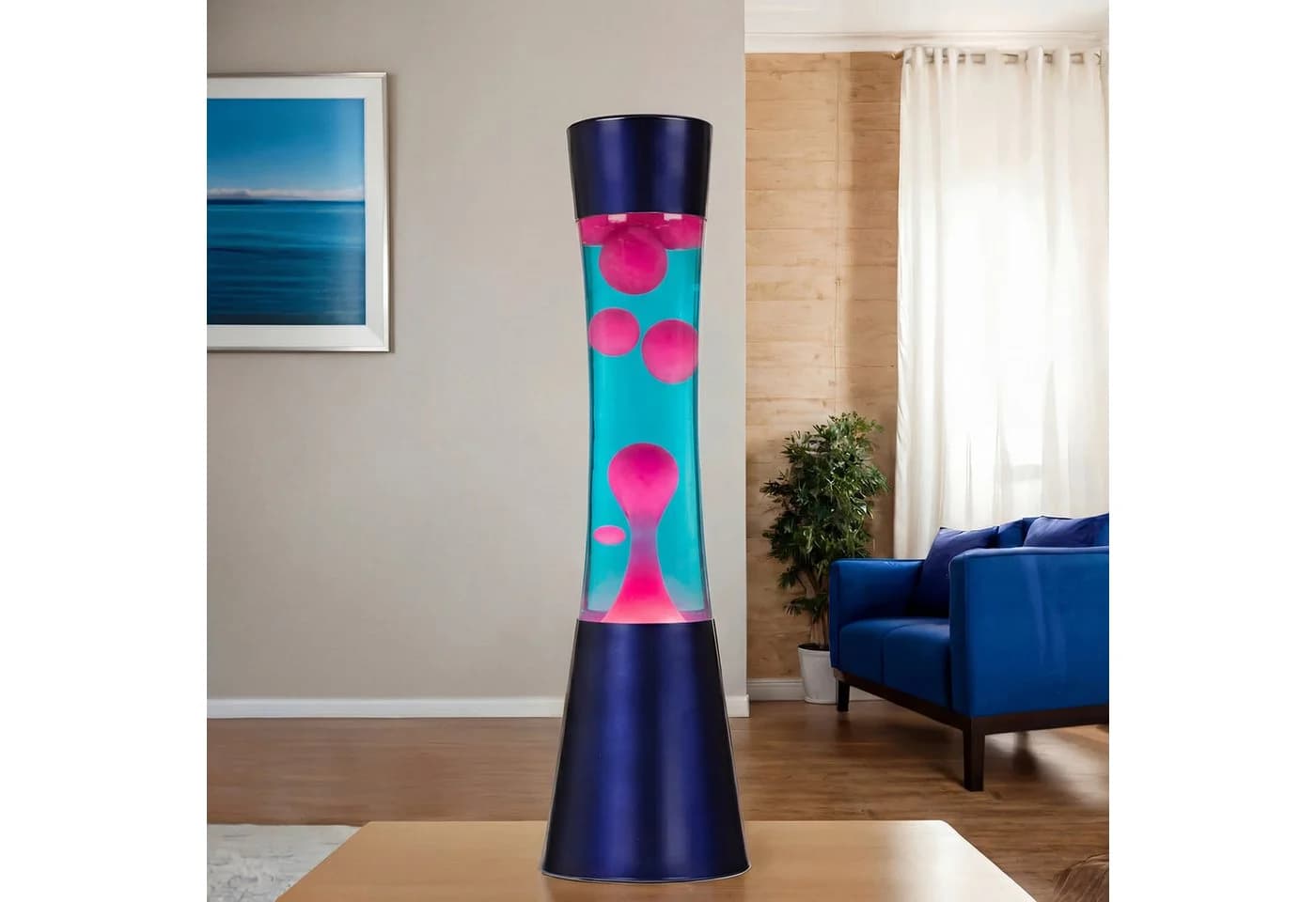 Licht-Erlebnisse Lavalampe RINGO Retro Blau Pink Warmweiß