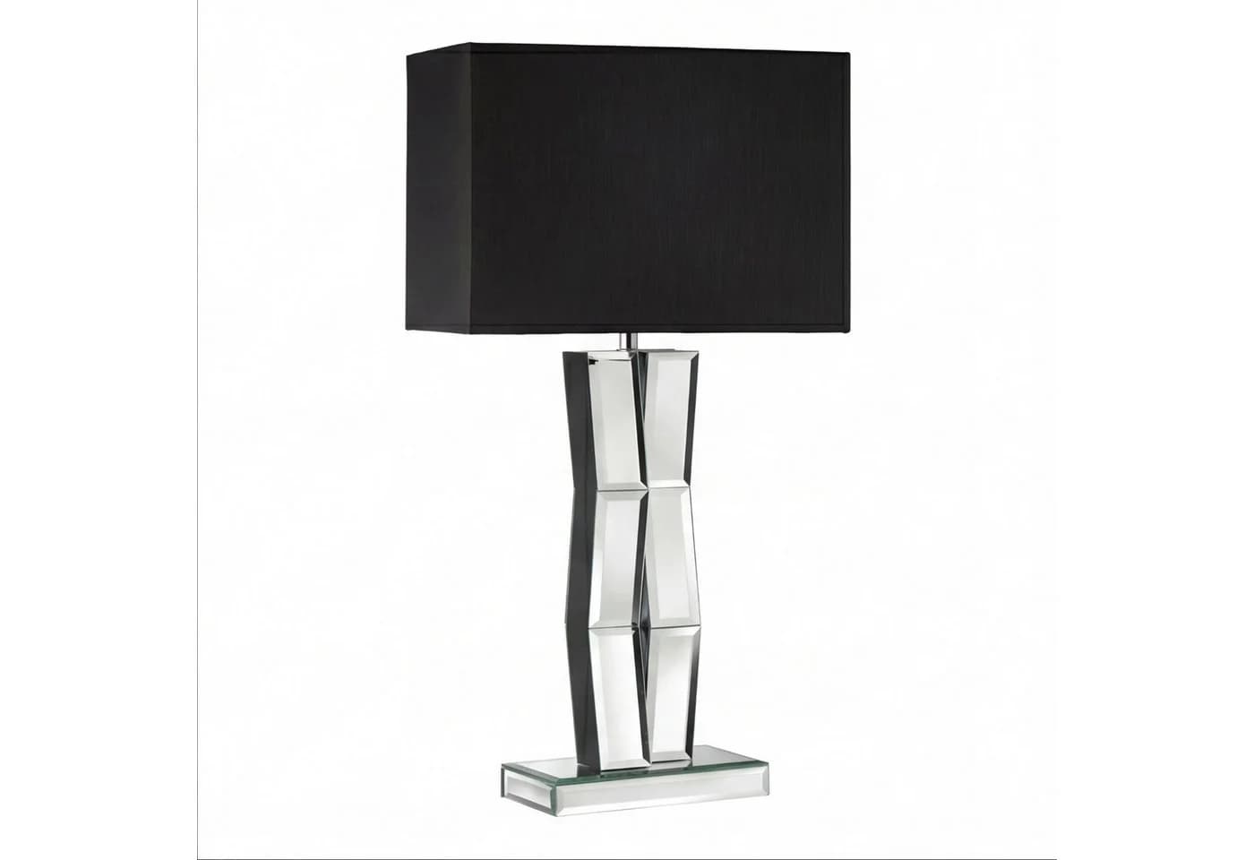 Licht-Erlebnisse Nachttischlampe TABLE Schwarz Chrom Stoffschirm Spiegelglas - Bild 2