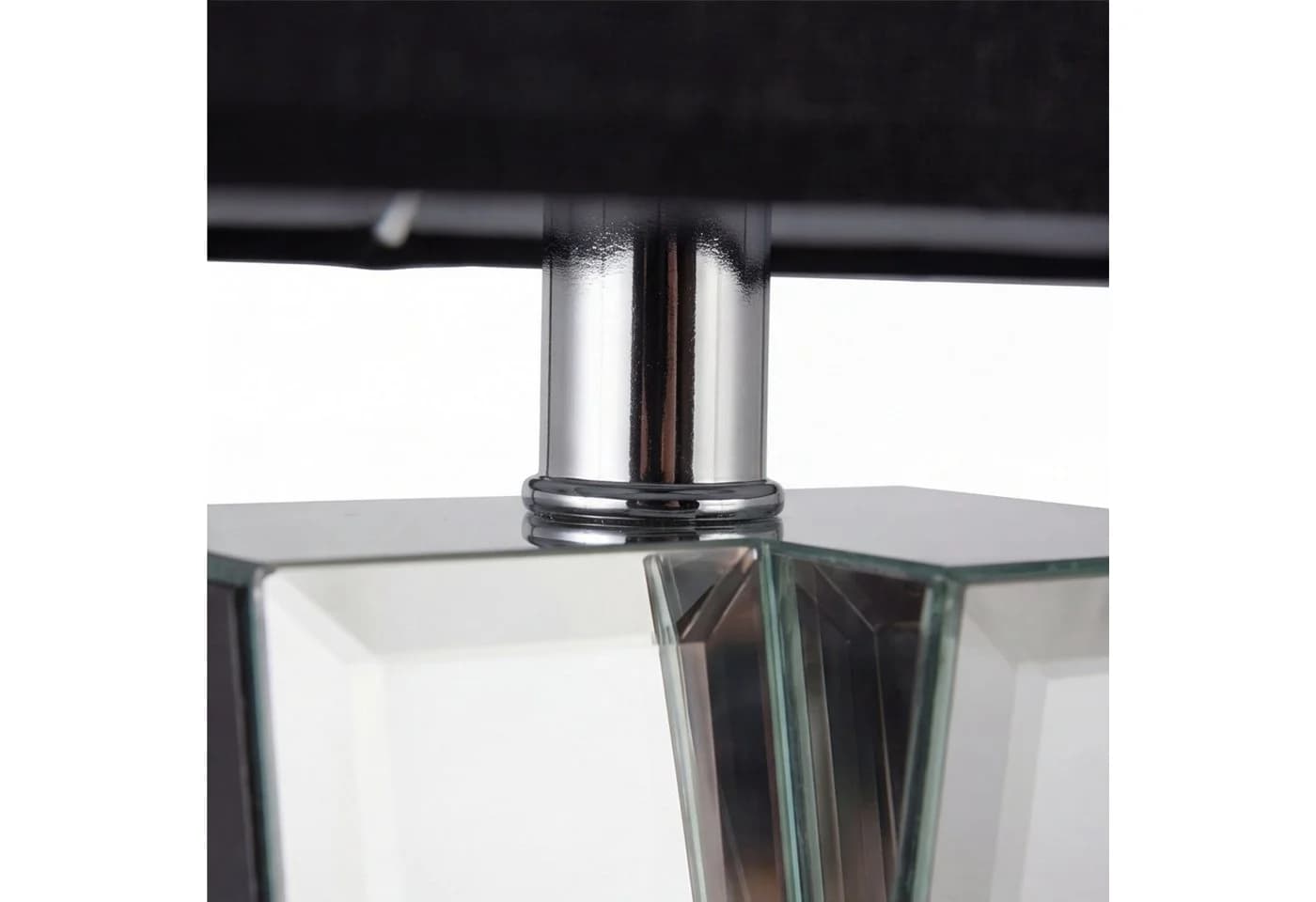 Licht-Erlebnisse Nachttischlampe TABLE Schwarz Chrom Stoffschirm Spiegelglas - Bild 4