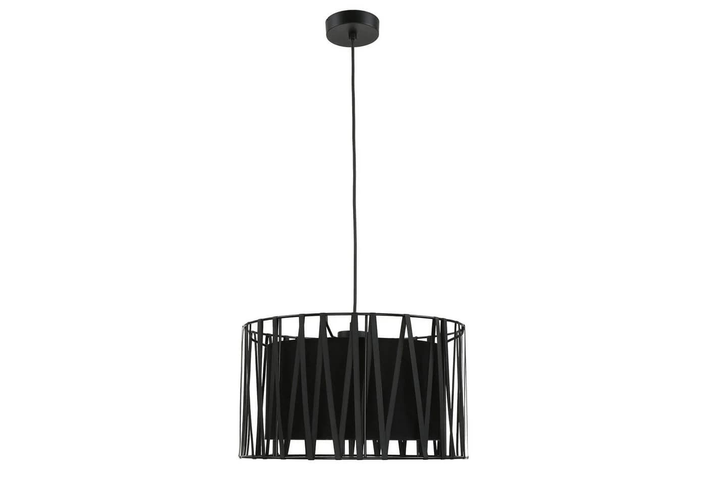 Licht-Erlebnisse Pendelleuchte HARMONY BLACK Schwarz Metall Stoff E27 - Bild 2