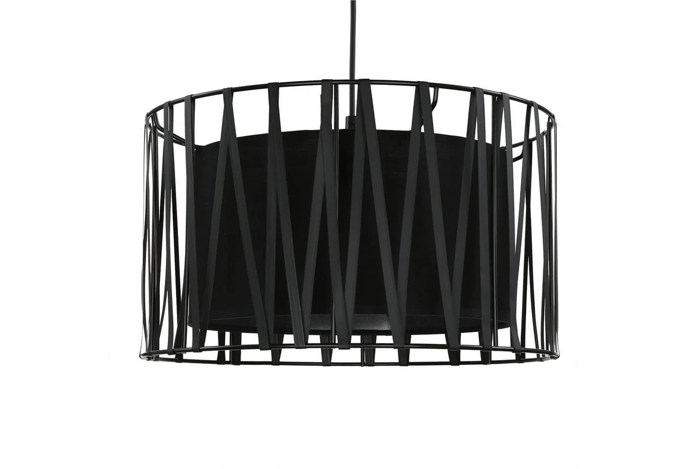 Licht-Erlebnisse Pendelleuchte HARMONY BLACK Schwarz Metall Stoff E27 - Bild 3