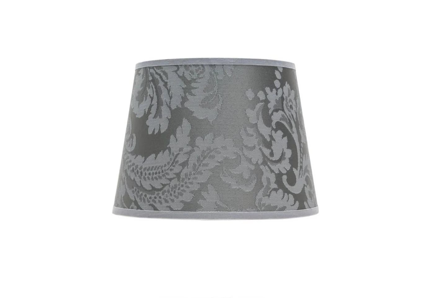 Licht-Erlebnisse Lampenschirm WILLOW Silber Barock Muster Stoff - Bild 2