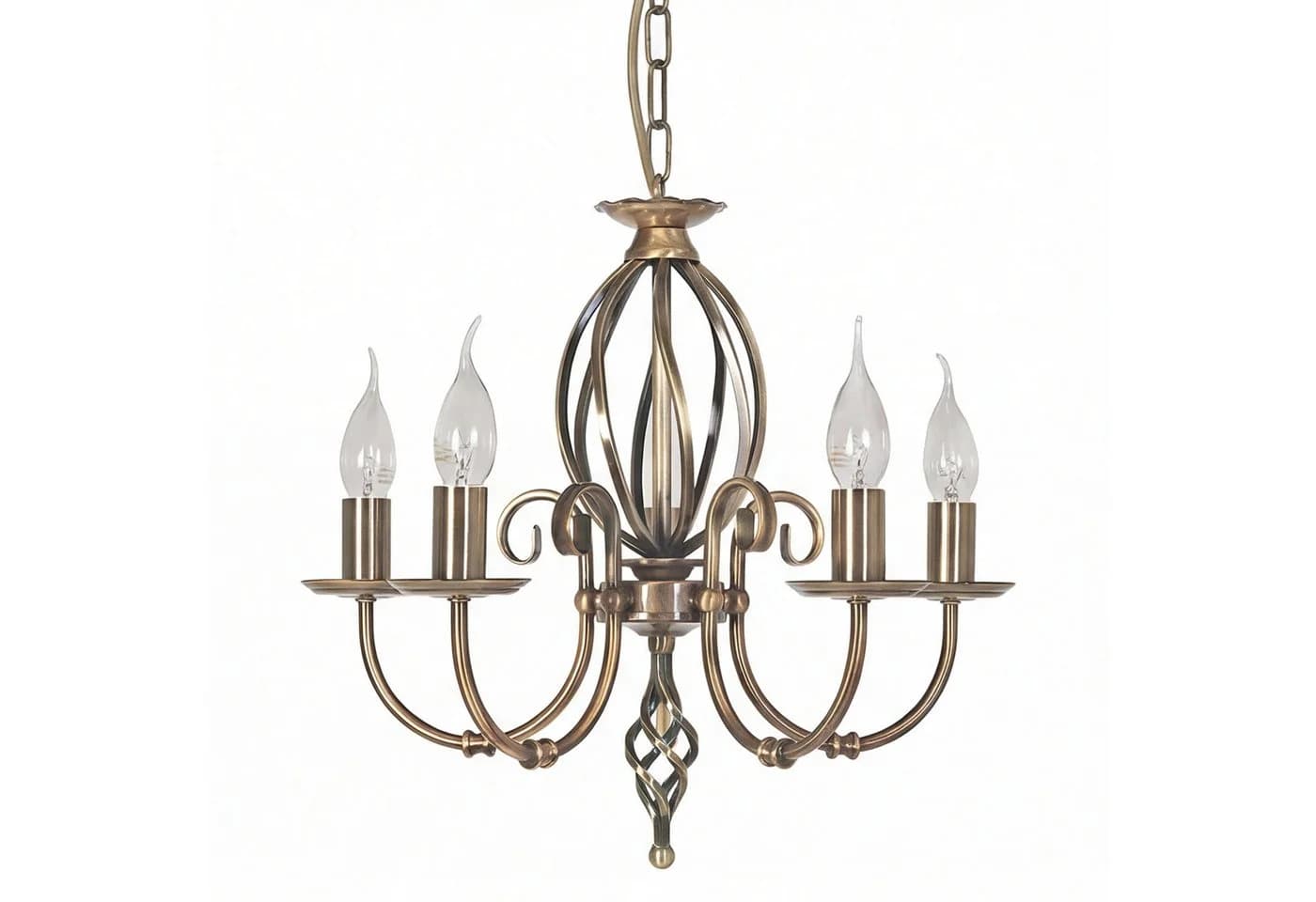 Licht-Erlebnisse Kronleuchter CANDELA 1 Messing Antik 5-armig E14 Rustikal - Bild 3
