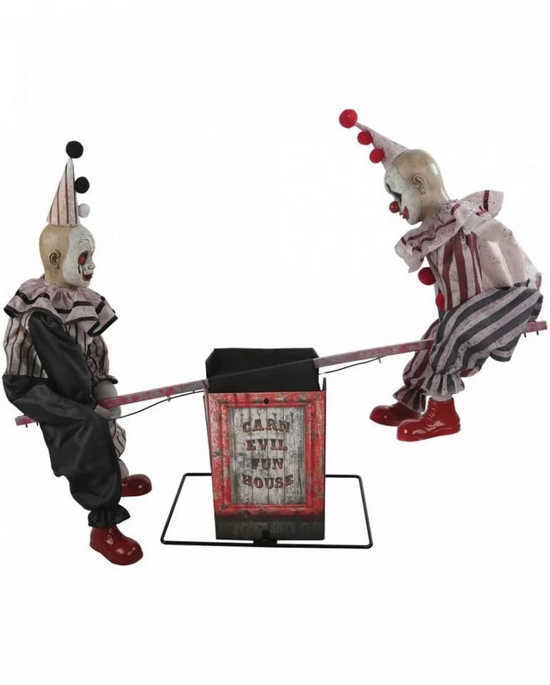 Horror-Shop Animatronic Horror Clowns Halloween Deko mit Bewegung, Licht & Sound