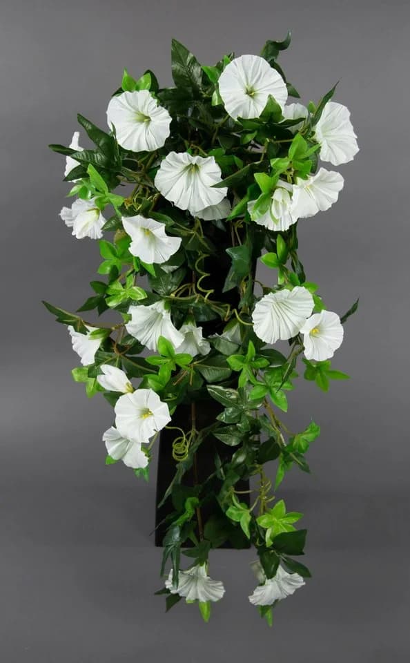 Kunstranke Petunienranke 65cm Weiß/Rosa Grün Textilfasergewebe