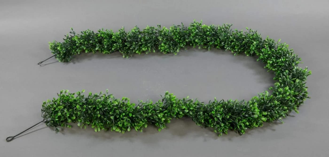 Seidenblumen Roß Buchsbaumgirlande 180cm Grün - Bild 5