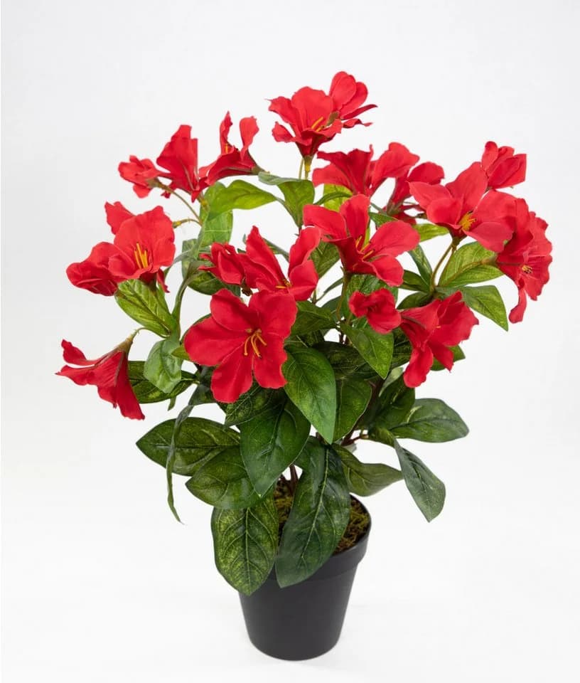 Kunstblume Hibiskus 40cm im Topf ZF Kunstpflanzen Blumen künstlicher Eibisch Hibiskus, Seidenblumen Roß, Rot - Bild 2