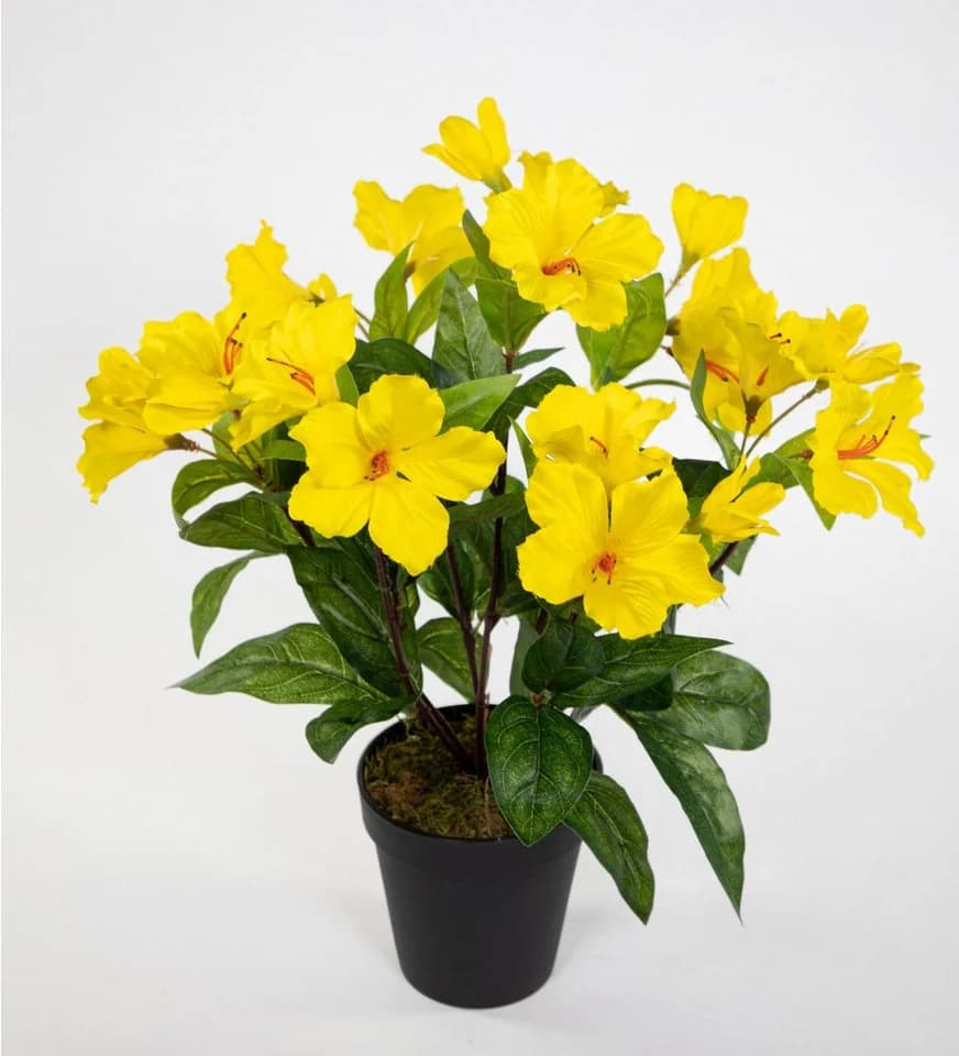 Kunstblume Hibiskus 40cm Gelb mit Topf - Bild 2