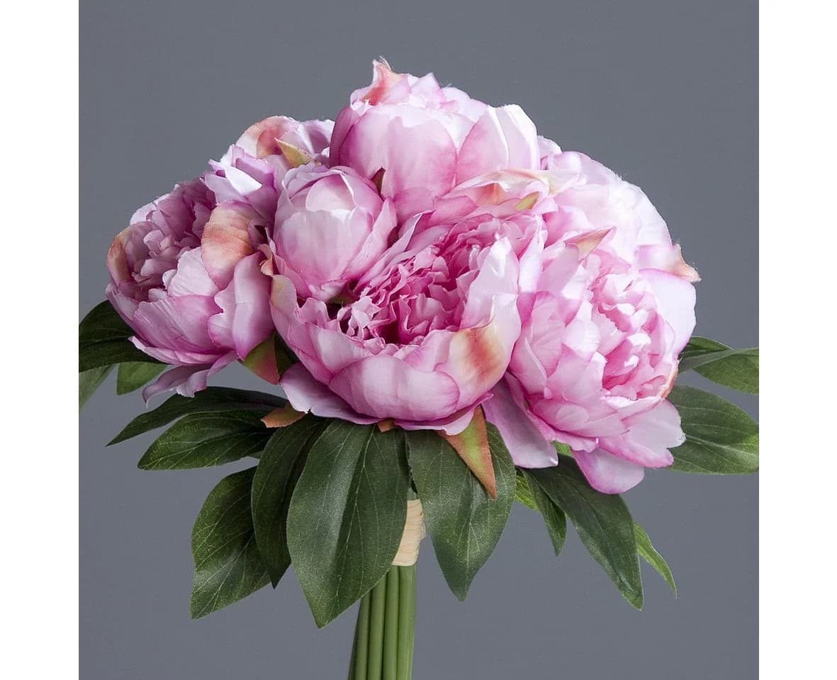Kunstblume Pfingstrosenbund mit 8 Blüten 36cm Seidenblumen Roß Rosa-Pink