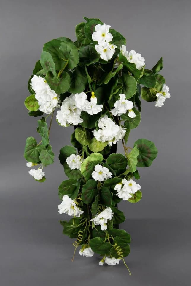 Seidenblumen Roß Kunstblume Geranienhänger Weiß 70cm