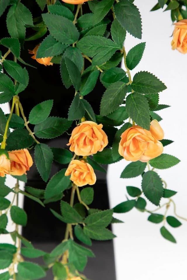 Seidenblumen Roß Kunstranke Rosenranke Orange 62 cm