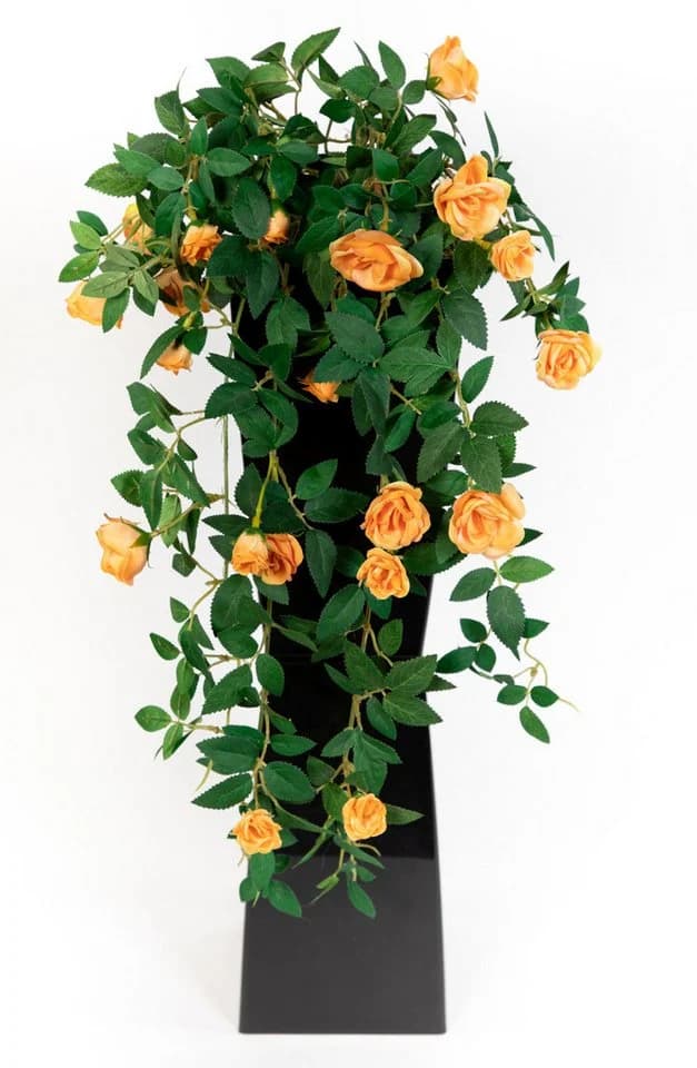 Seidenblumen Roß Kunstranke Rosenranke Orange 62 cm - Bild 2