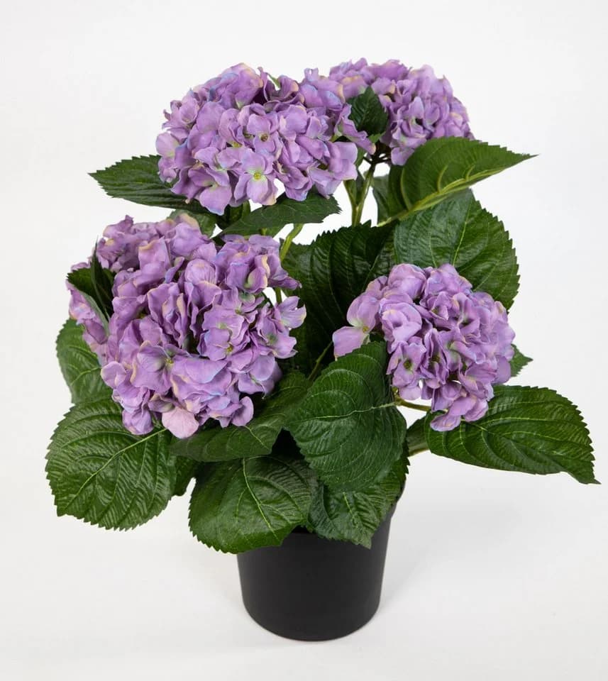 Kunstblume Hortensienbusch Deluxe Lila 42cm im Topf