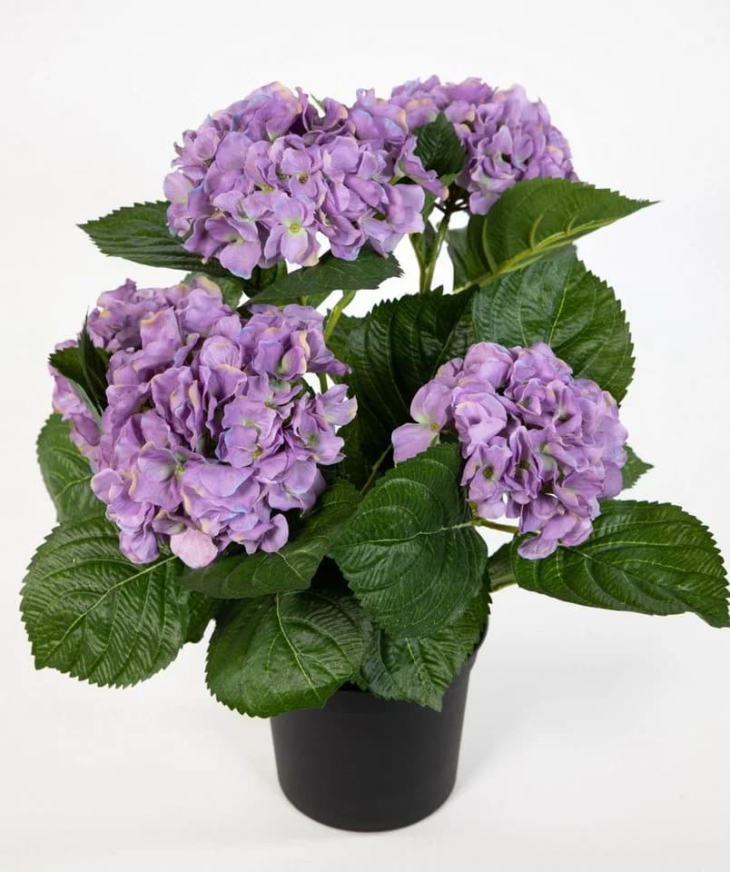 Kunstblume Hortensienbusch Deluxe Lila 42cm im Topf - Bild 2