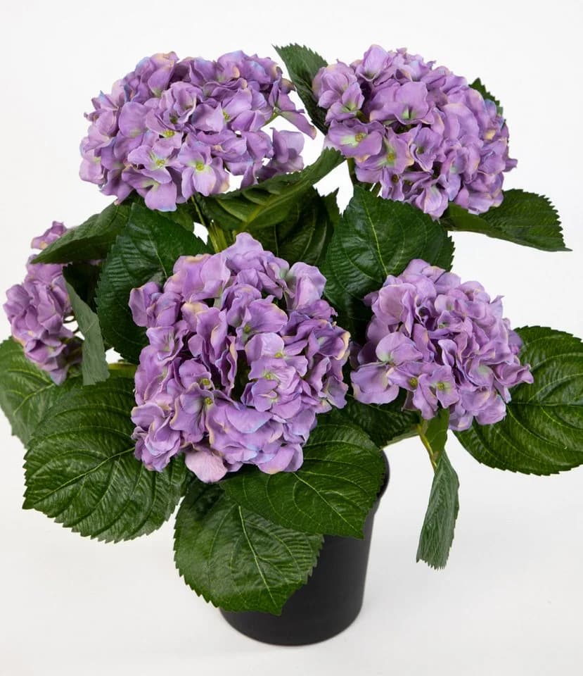 Kunstblume Hortensienbusch Deluxe Lila 42cm im Topf - Bild 3